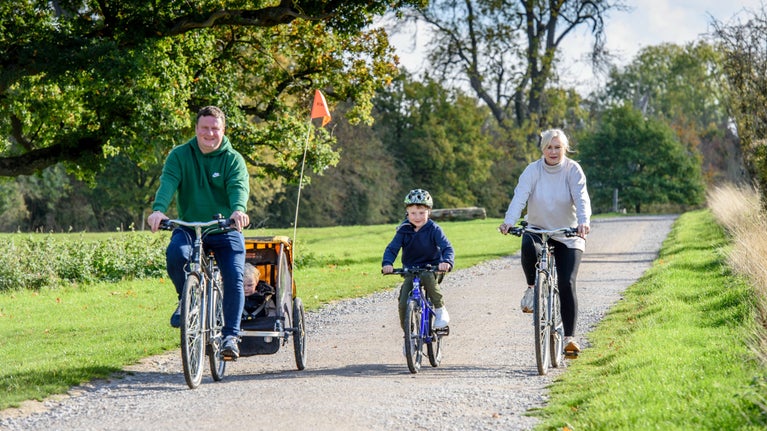 Family cycling at Ickworth